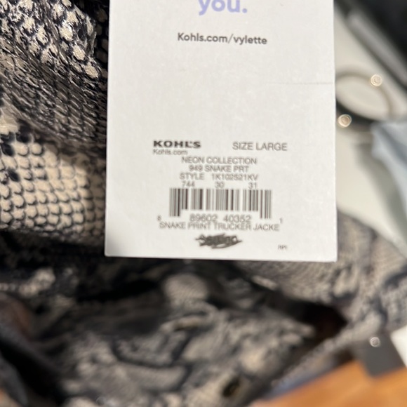 Juniors' Vylette™ Snake Print Trucker Jacket - Picture 12 of 12